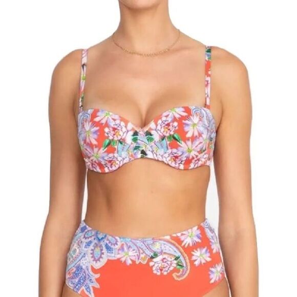 NWT- JOHNNY WAS DREW 2 PIECE SWIM BIKINI- SIZE SMALL- STRUCTURED TOP & HIGH WAIS - Picture 3 of 16